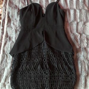 Black plunge neck dress